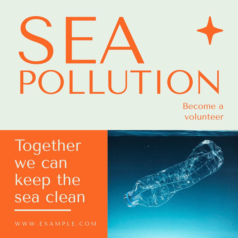 Sea pollution Instagram post template, editable text