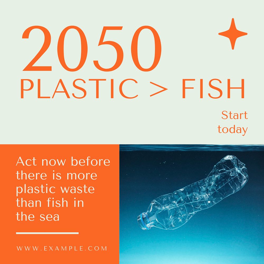 Plastic pollution Instagram post template, editable text