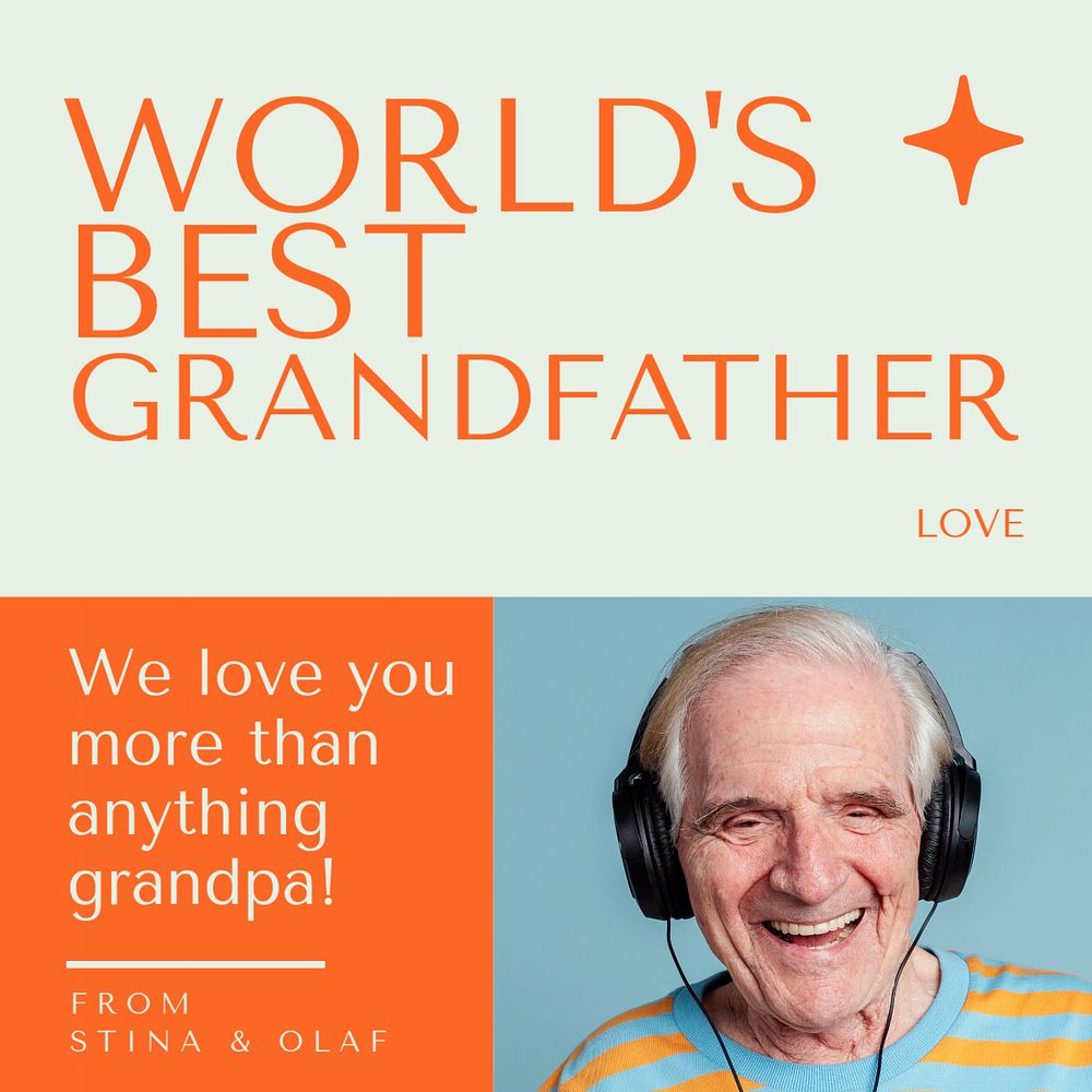 World's best grandfather Instagram post template, editable text