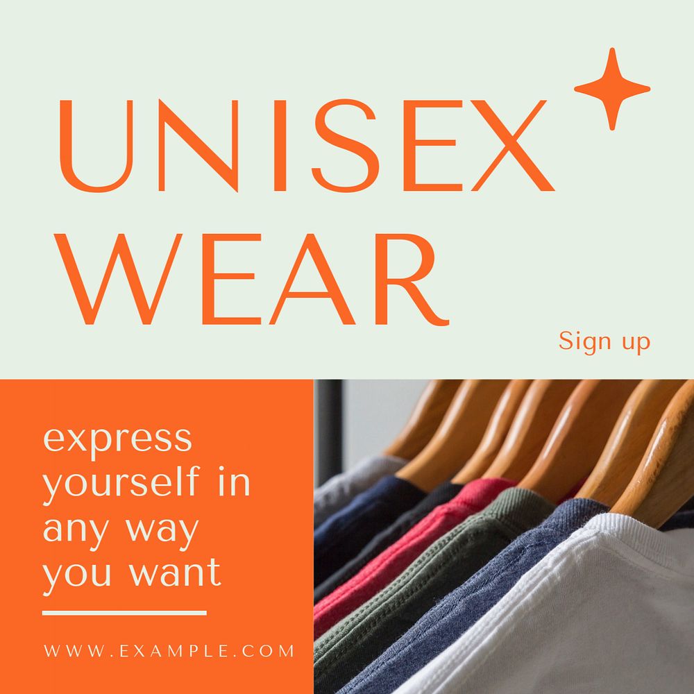 Unisex wear Instagram post template, editable text