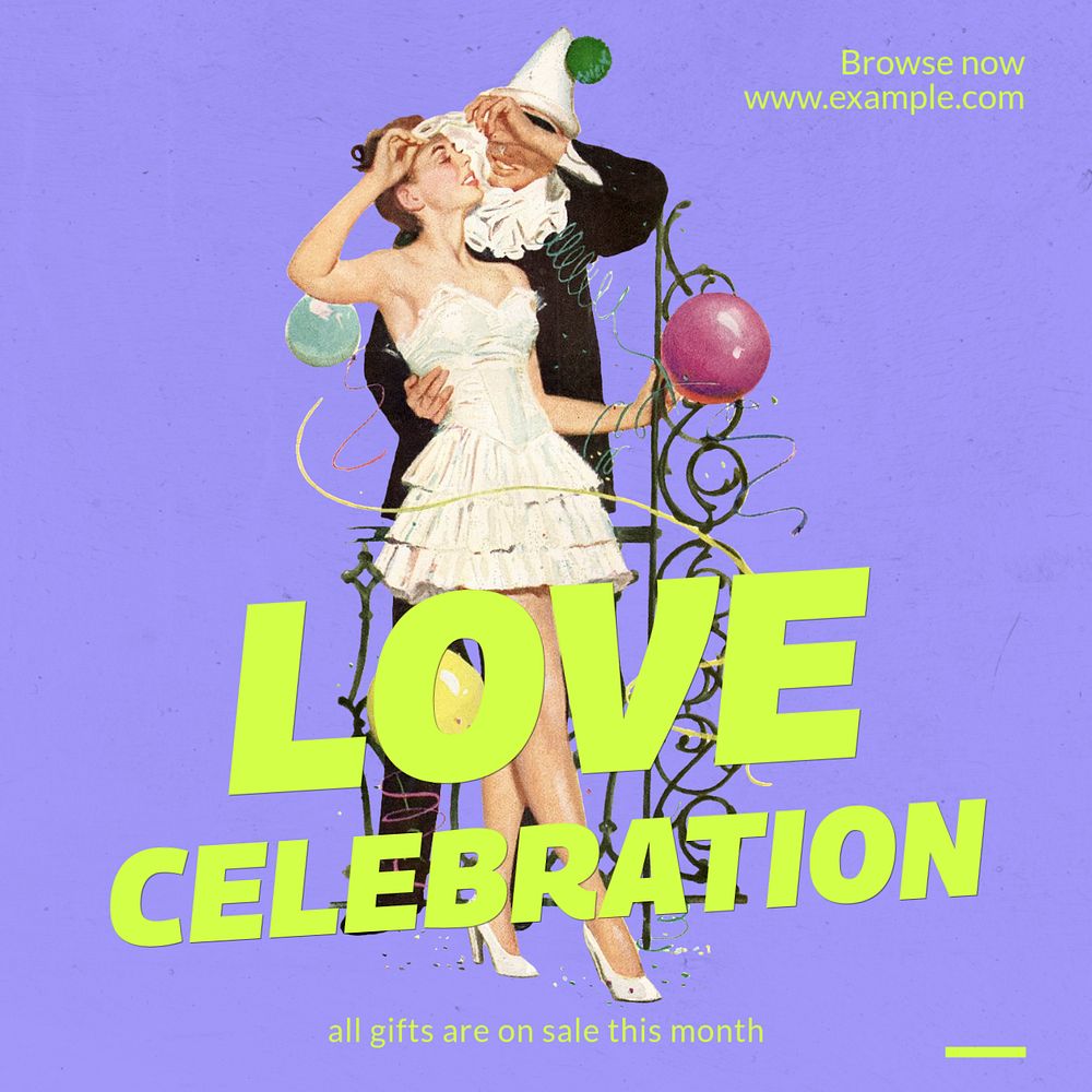 Love celebration Instagram post template, editable text