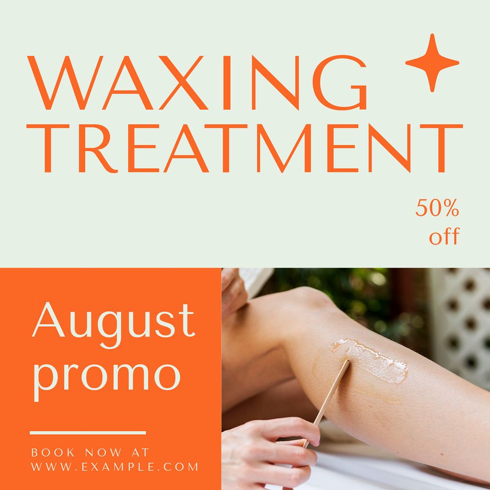 Waxing treatment Instagram post template, editable text