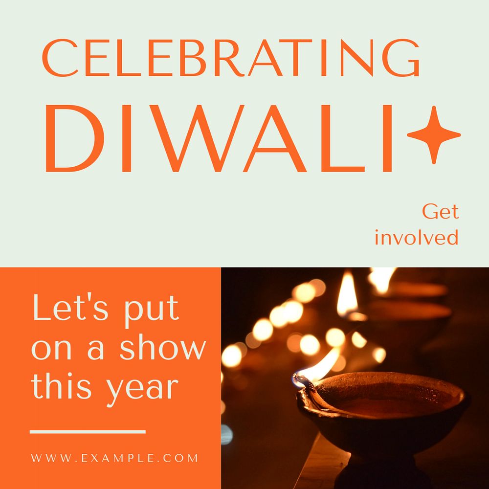 Diwali Instagram post template, editable text