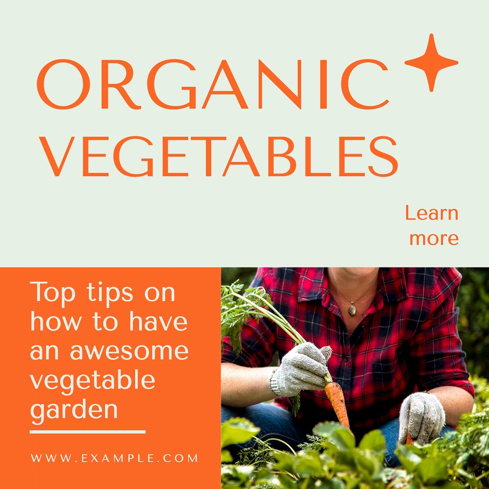 Organic vegetables Instagram post template, editable text