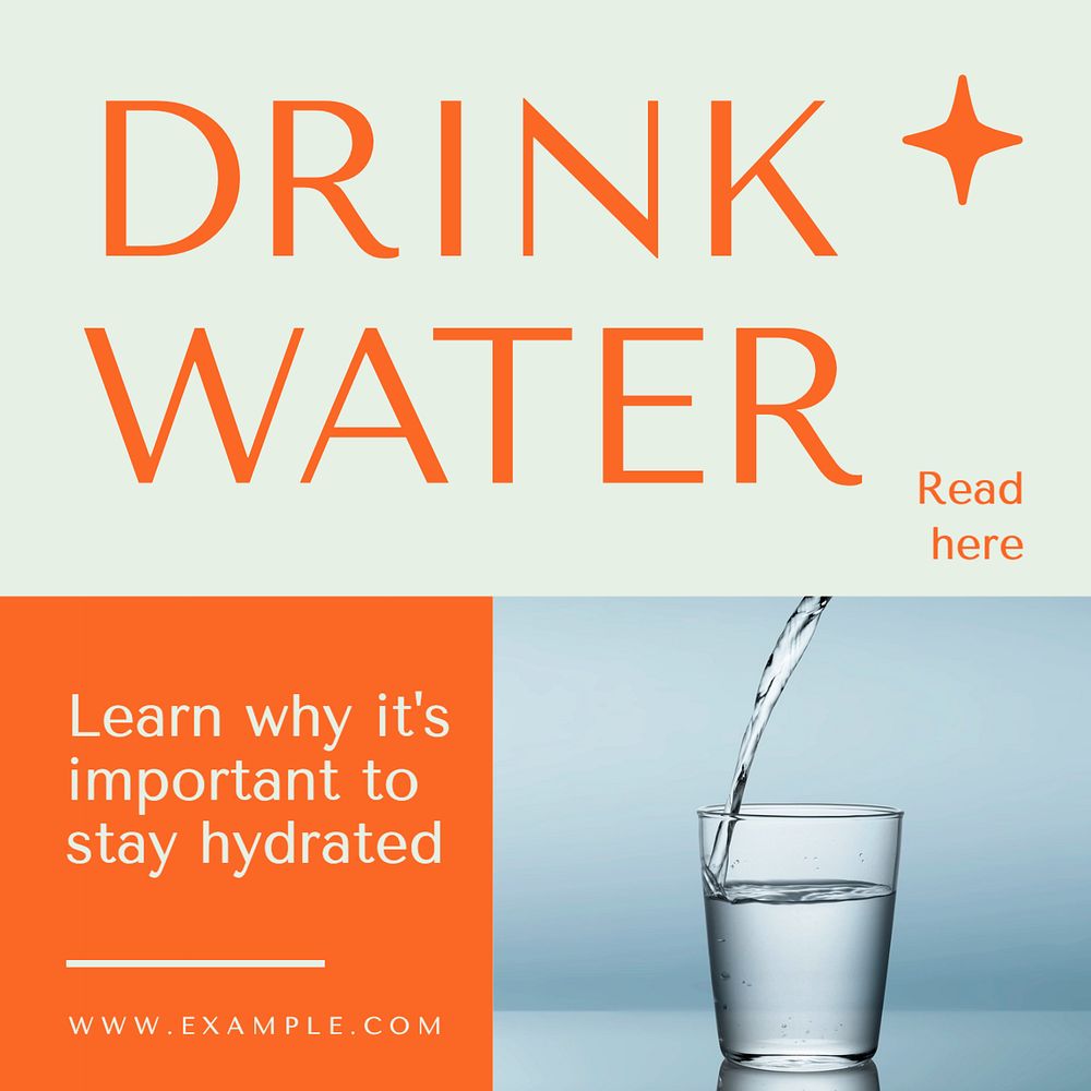 Drink water Instagram post template, editable text