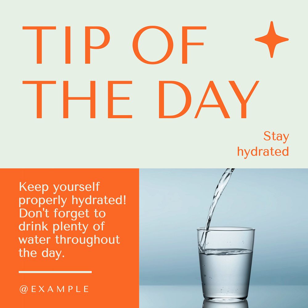 Tip stay hydrated Instagram post template, editable text