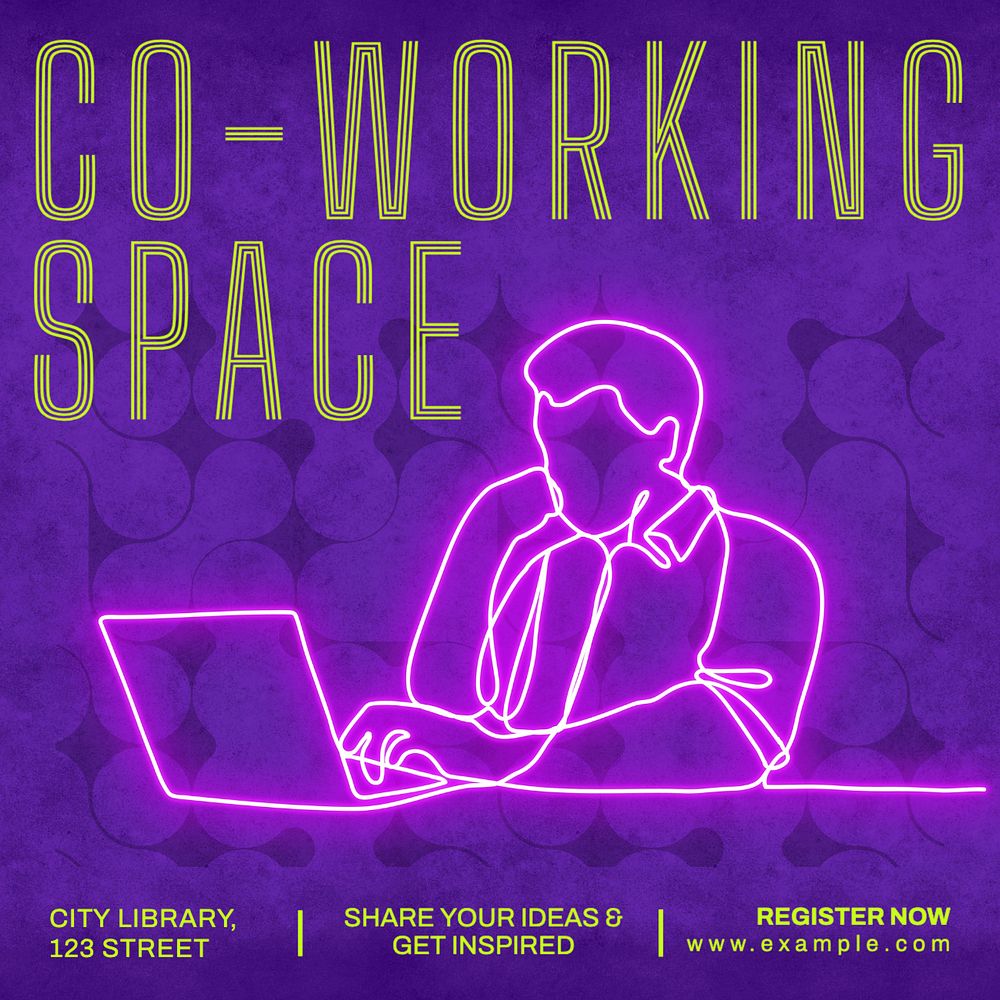 Co-working space Instagram post template, editable text