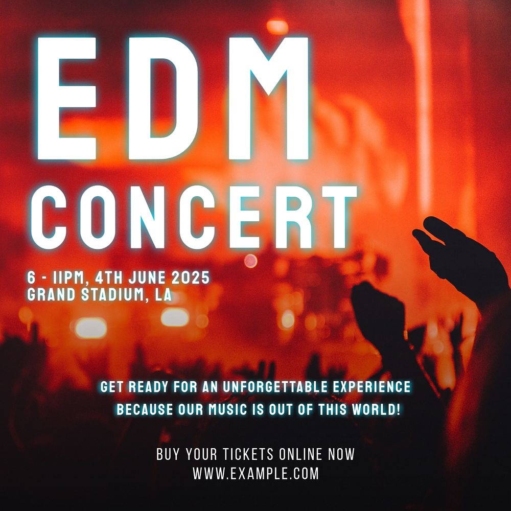 EDM concert Instagram post template, editable text