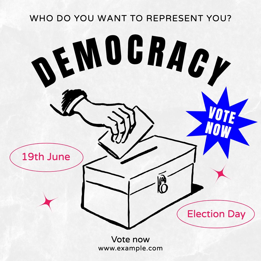 Democracy & Voting Instagram post template, editable text