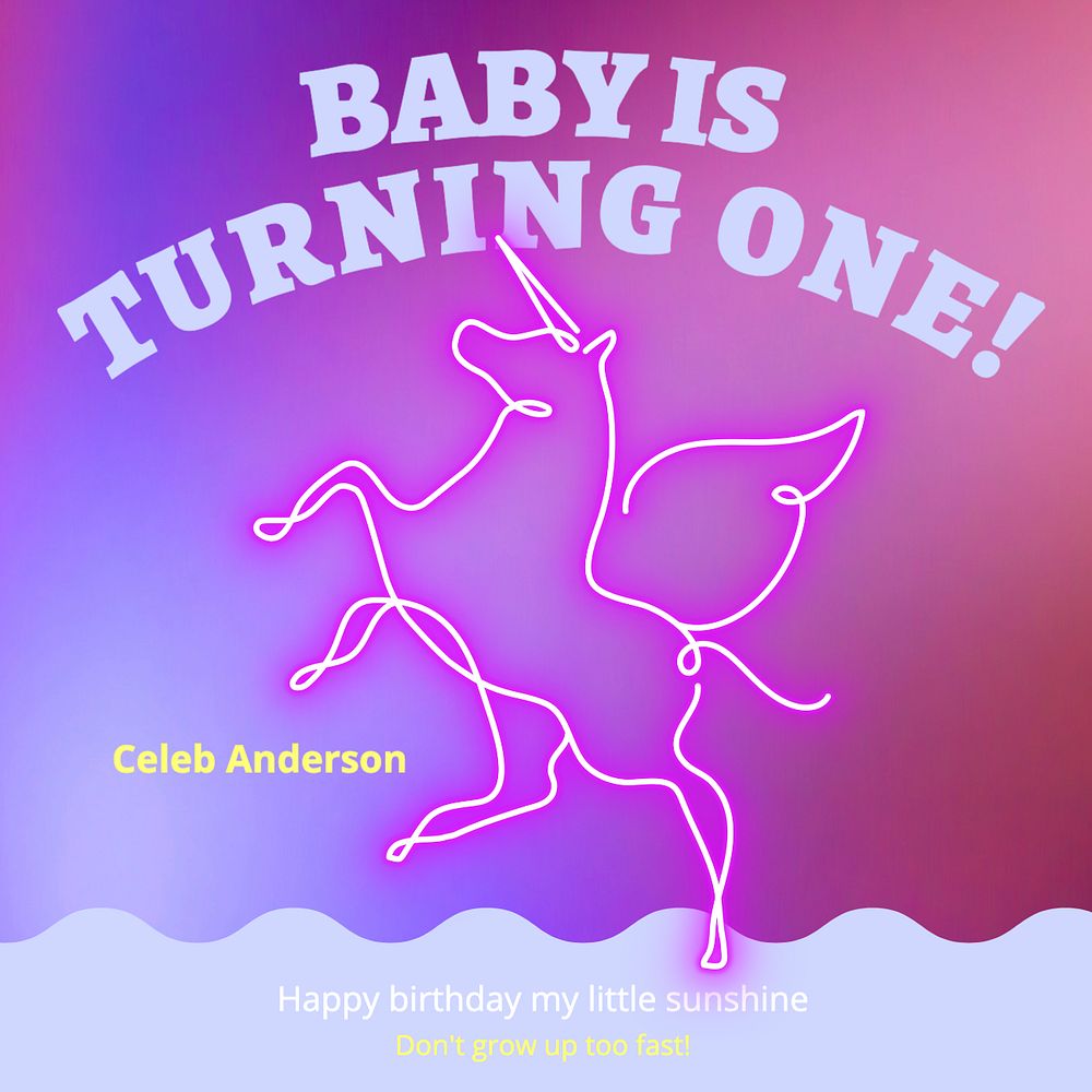 Baby birthday Instagram post template, editable text