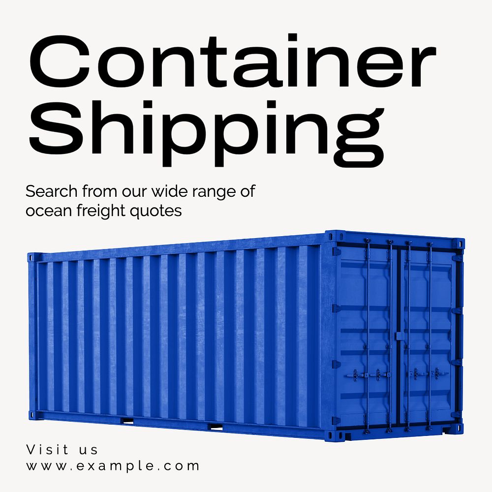 Container shipping Instagram post template, editable text