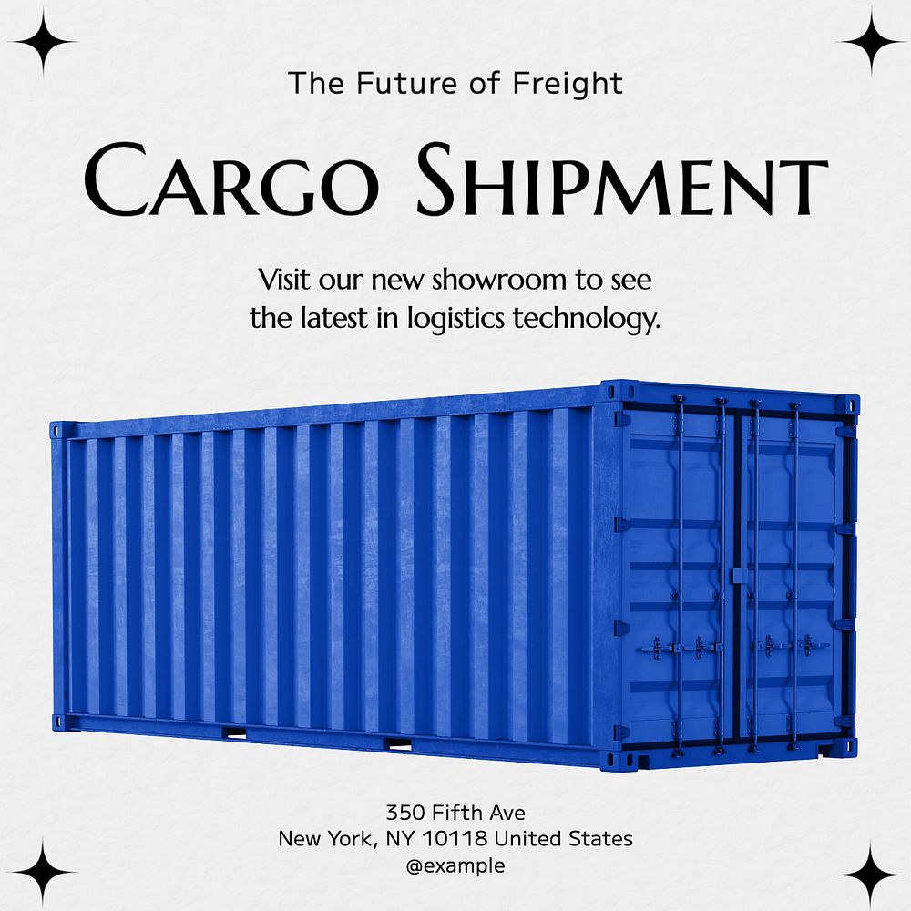 Cargo shipment Instagram post template, editable text