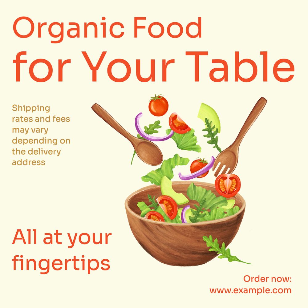 Organic food Instagram post template, editable text