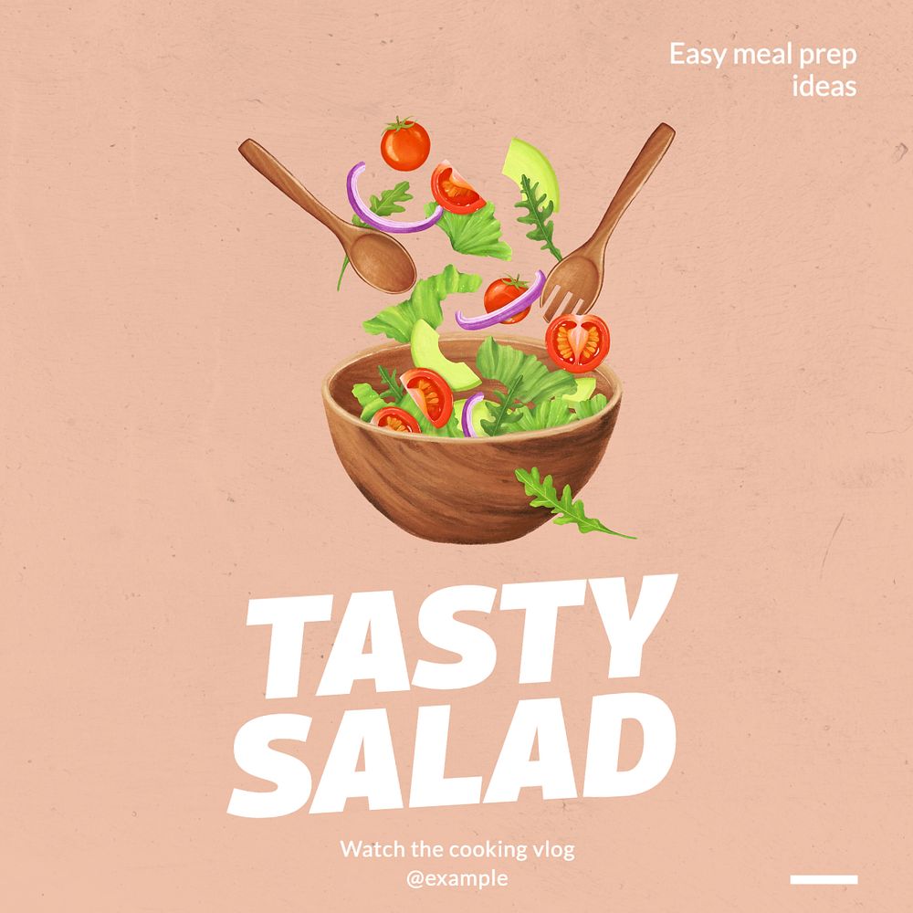 Salad prep Instagram post template, editable text