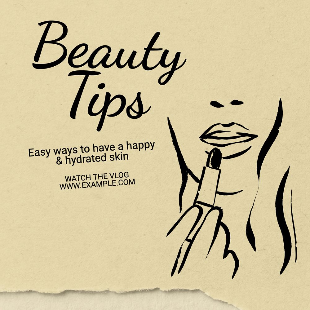 Beauty tips Instagram post template, editable text