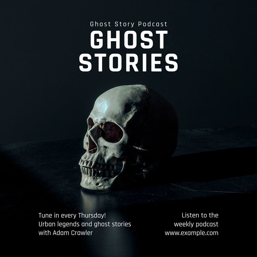 Ghost stories Instagram post template, editable text