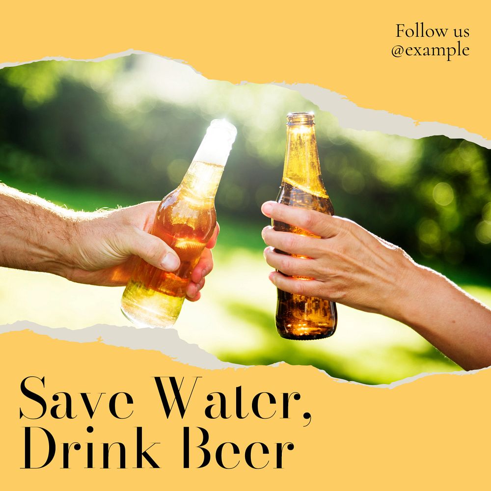 Save water drink beer Instagram post template, editable text