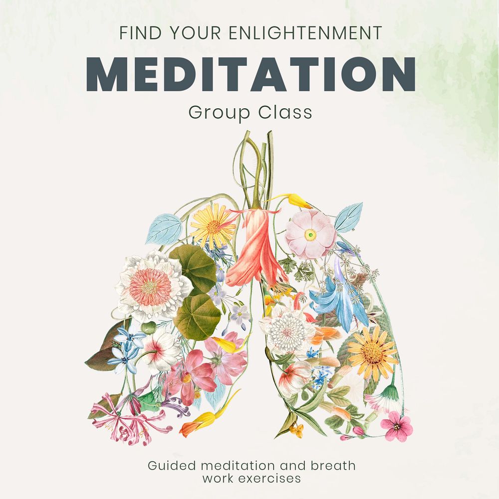 Meditation class Instagram post template, editable text