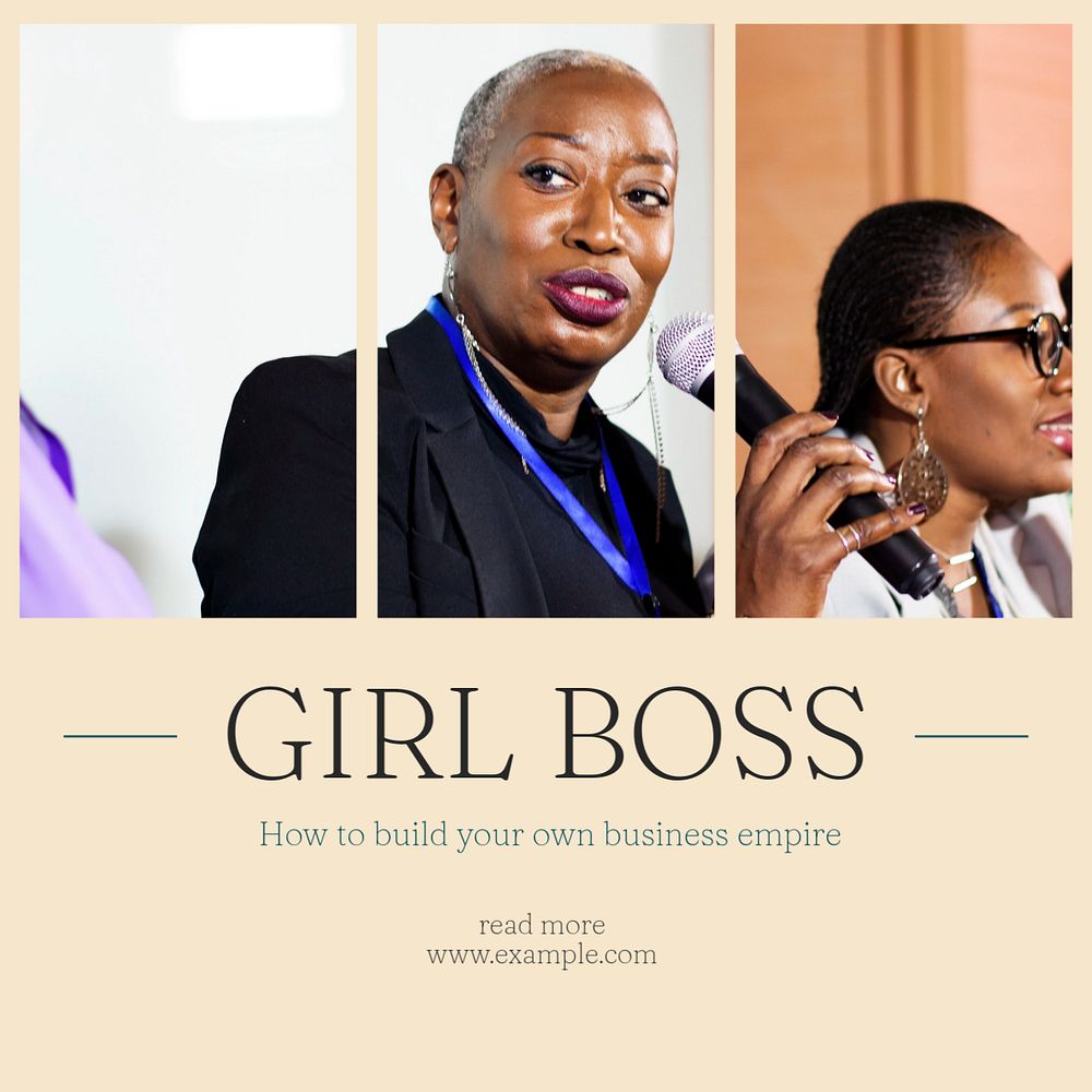 Girl boss Instagram post template, editable text