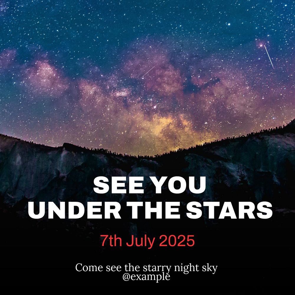 Stargazing Instagram post template, editable text