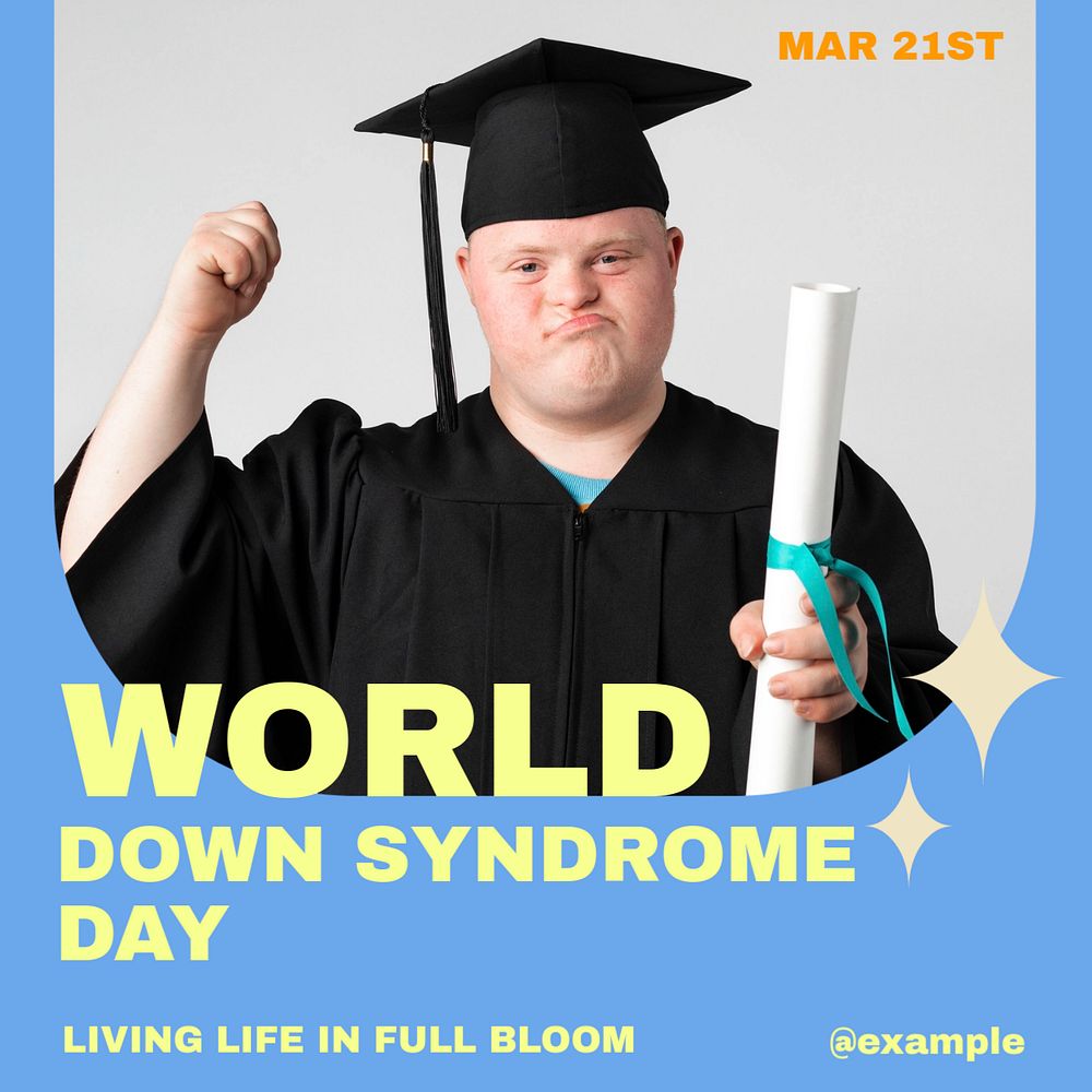 Down syndrome day Instagram post template, editable text