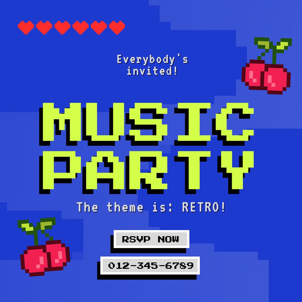 Music party Instagram post template, editable text