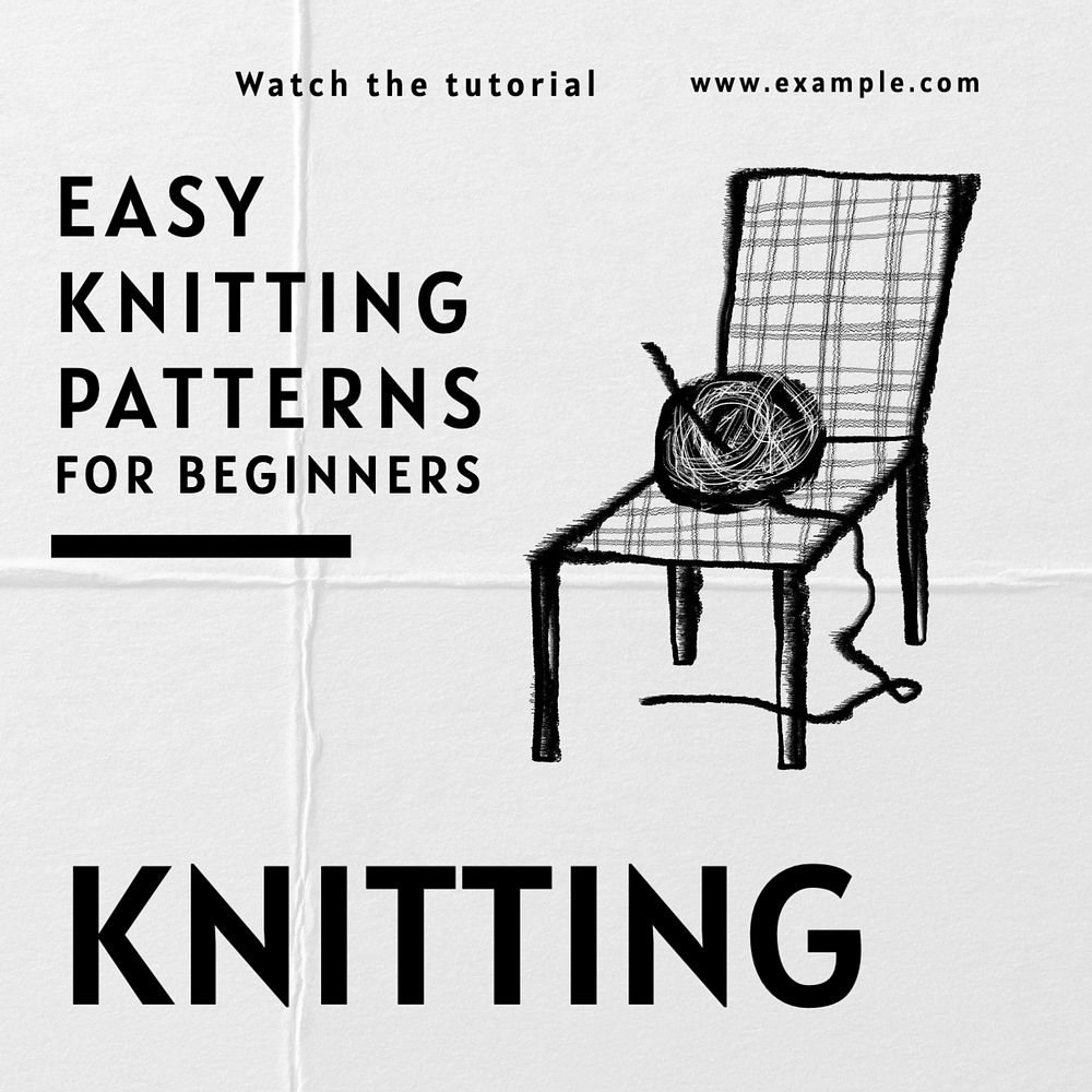 Knitting Instagram post template, editable text