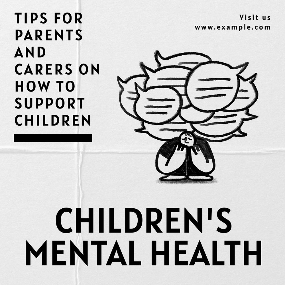 Children's mental health Instagram post template, editable text