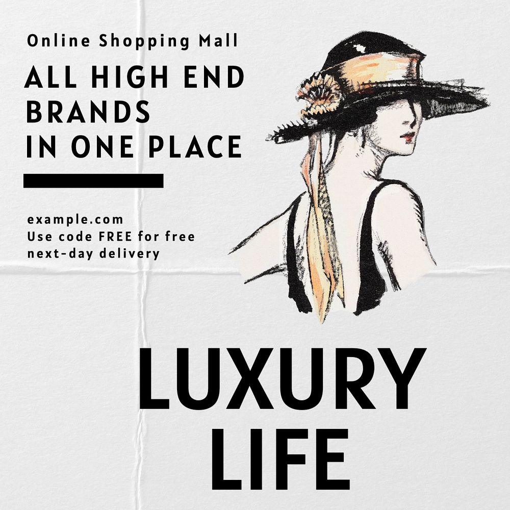 Luxury shopping retail Instagram post template, editable text