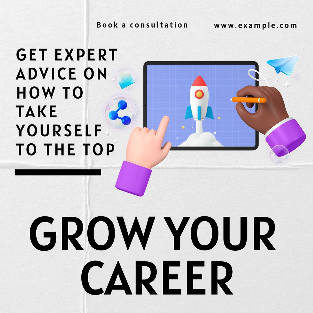 Grow your career Instagram post template, editable text