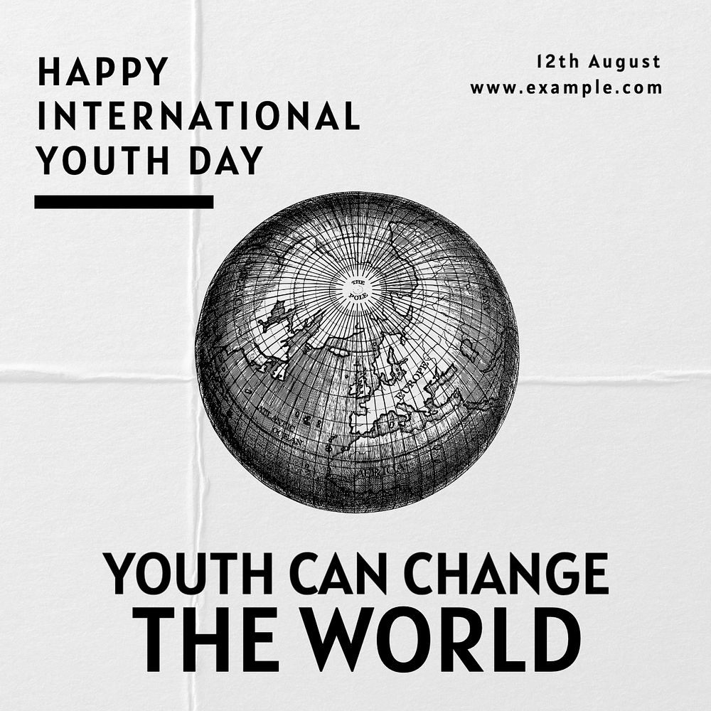 Youth day Instagram post template, editable text