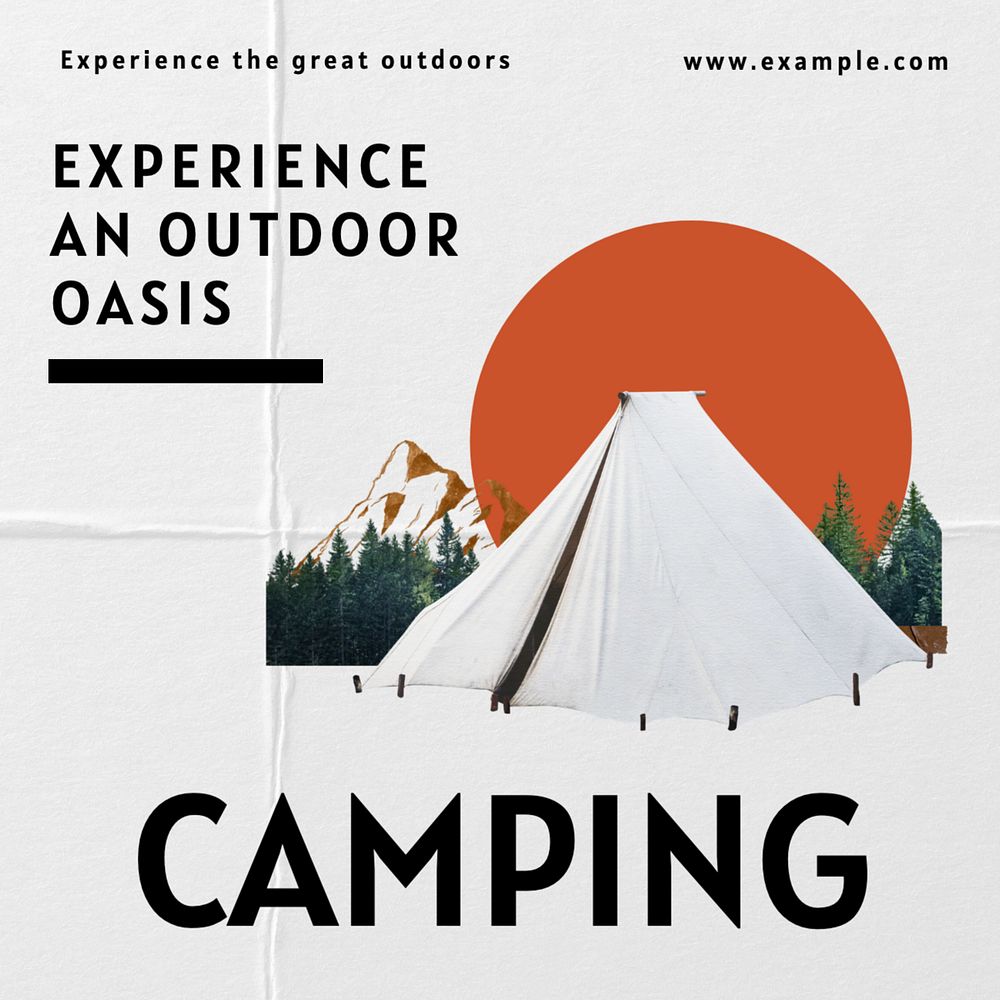 Camping Instagram post template, editable text