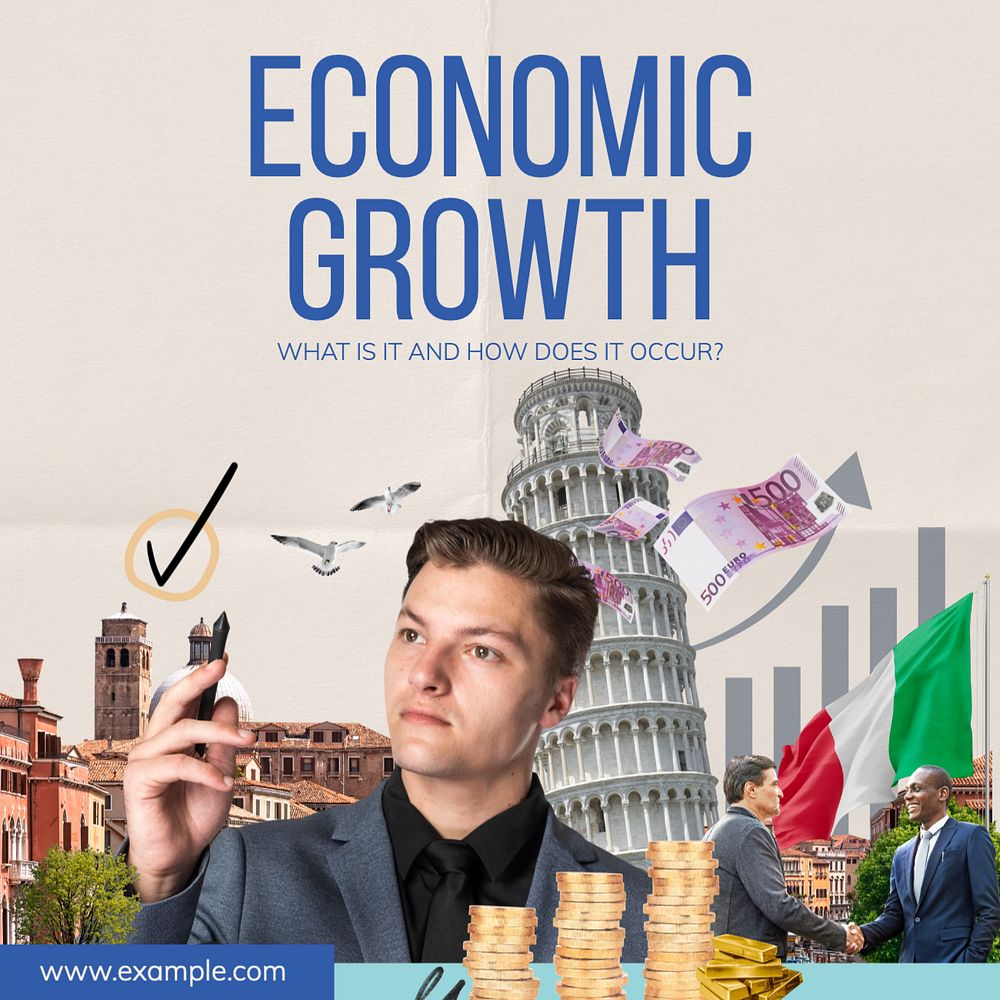 Economic growth Instagram post template, editable text