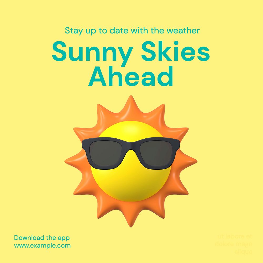 Weather app Instagram post template, editable text