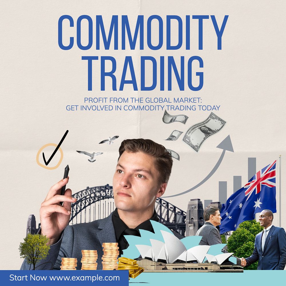 Commodity trading Instagram post template, editable text