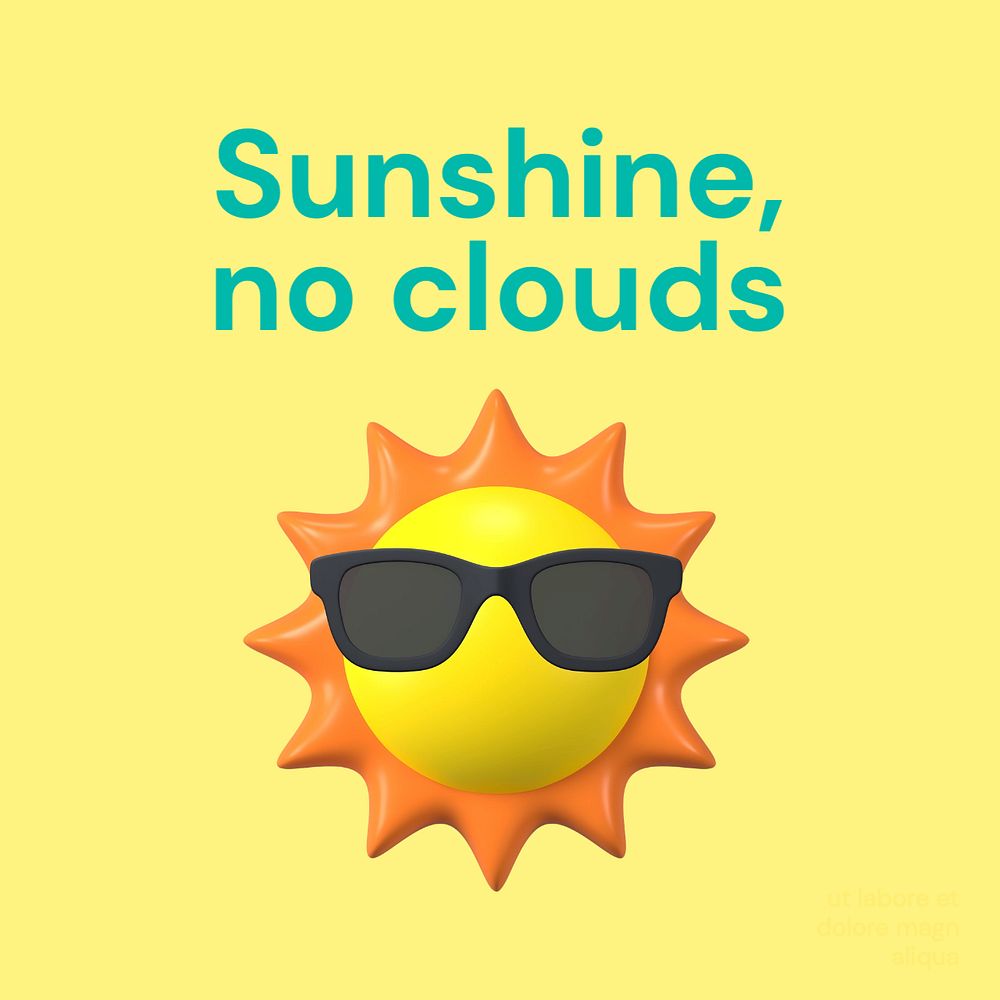 Sunshine, no clouds Instagram post template, editable text