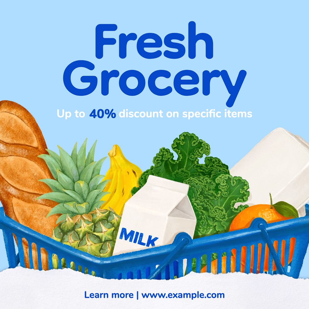 Fresh Grocery  Instagram post template, editable text