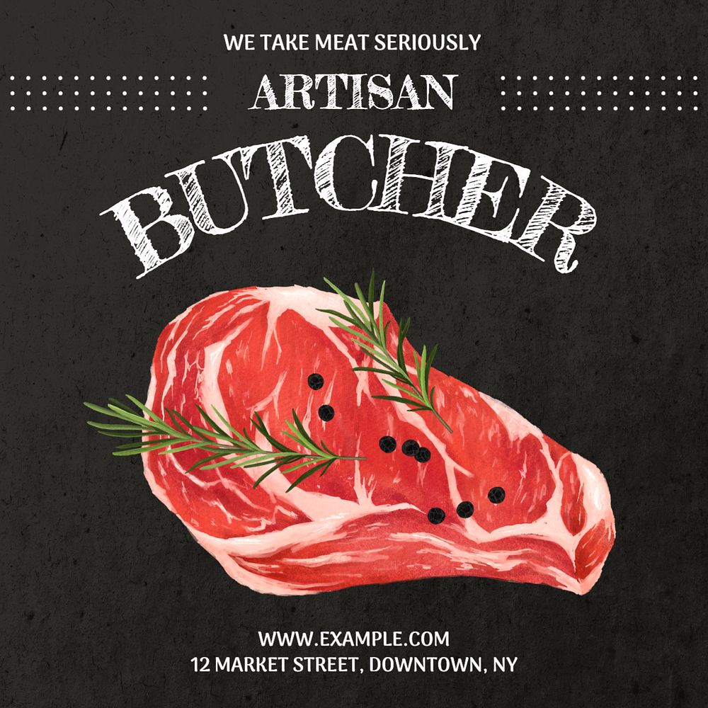 Artisan butcher  Instagram post template, editable text