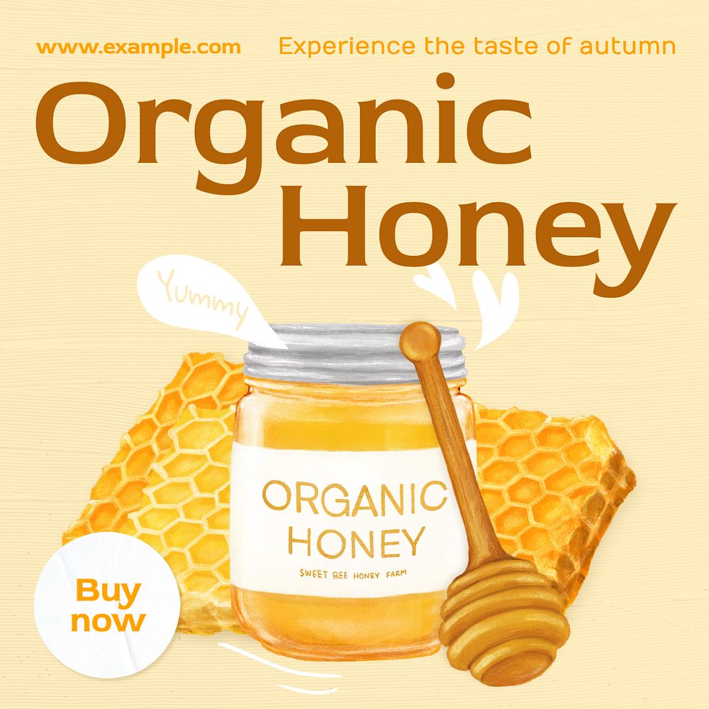 Organic honey  Instagram post template, editable text