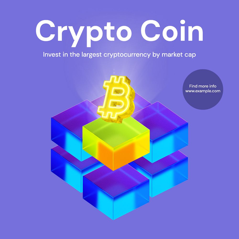 Crypto coin Instagram post template, editable text