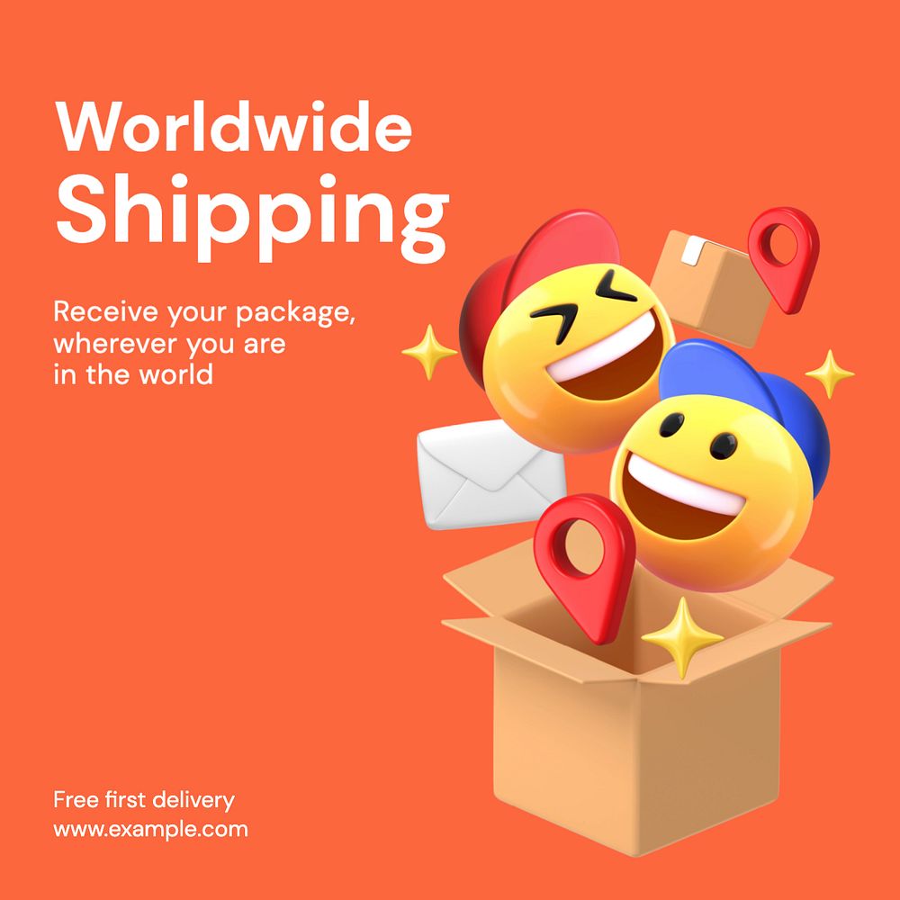 Worldwide shopping Instagram post template, editable text