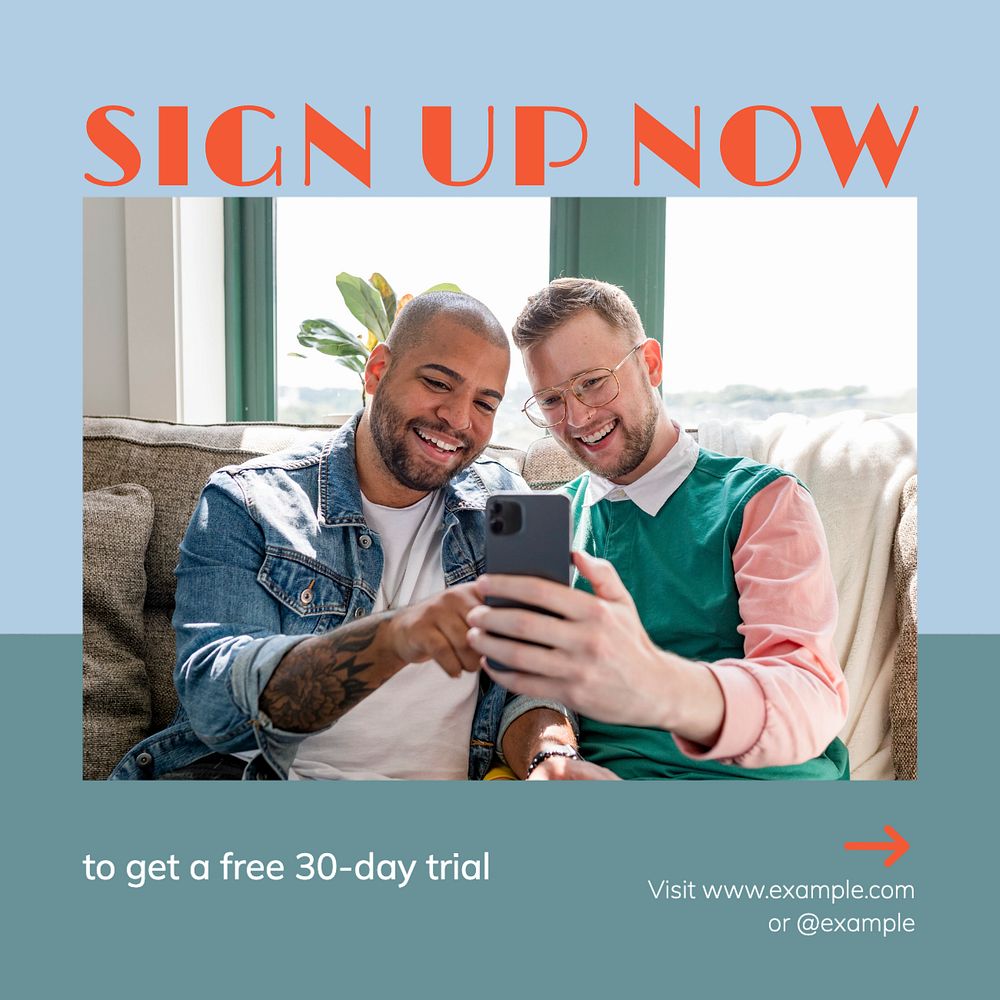 Sign up & register Instagram post template, editable text