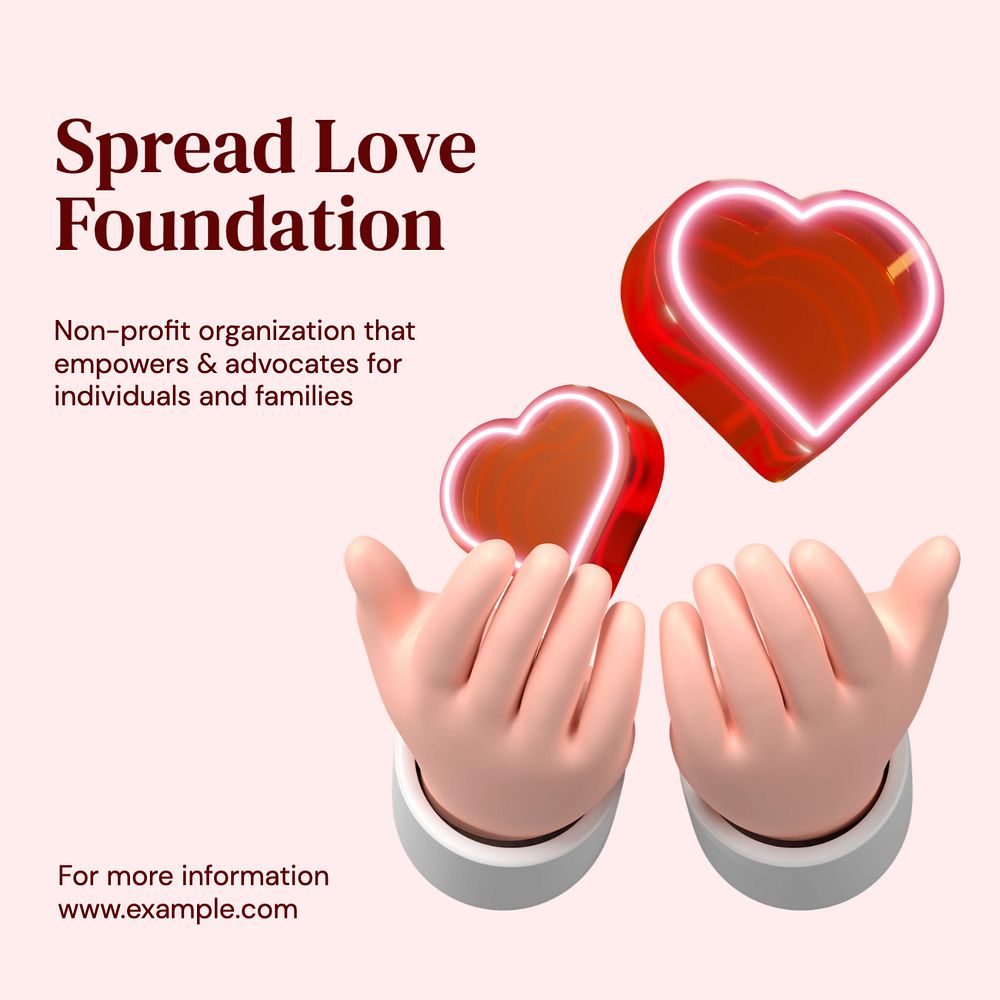 Spread love foundation Instagram post template, editable text