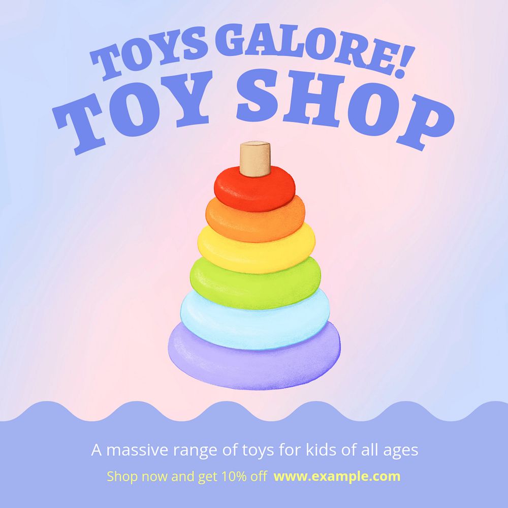 Toy shop  Instagram post template, editable text