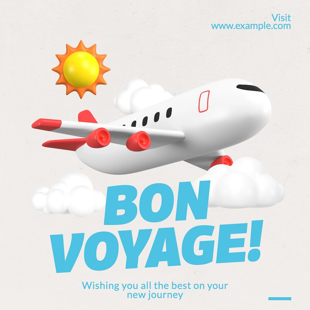 Bon voyage Instagram post template, editable text