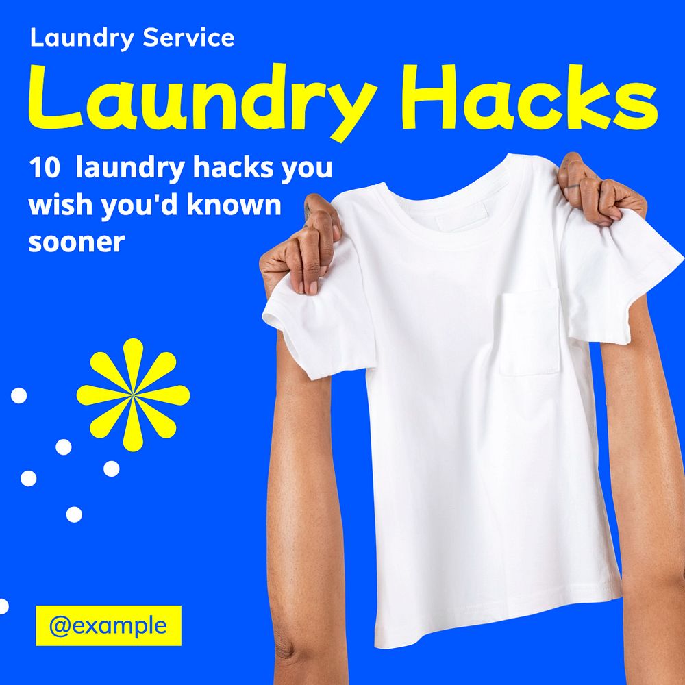 Laundry hacks Instagram post template, editable text