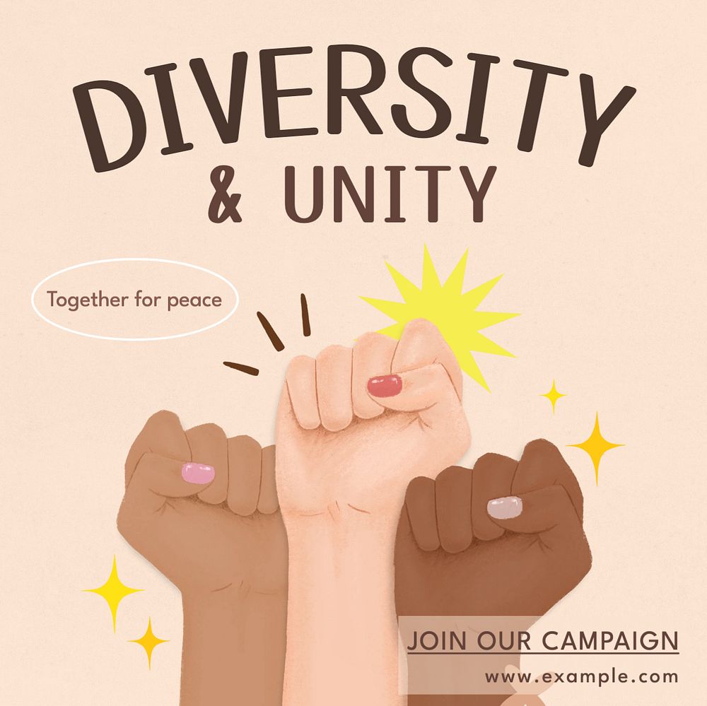 Diversity & unity Instagram post template, editable text