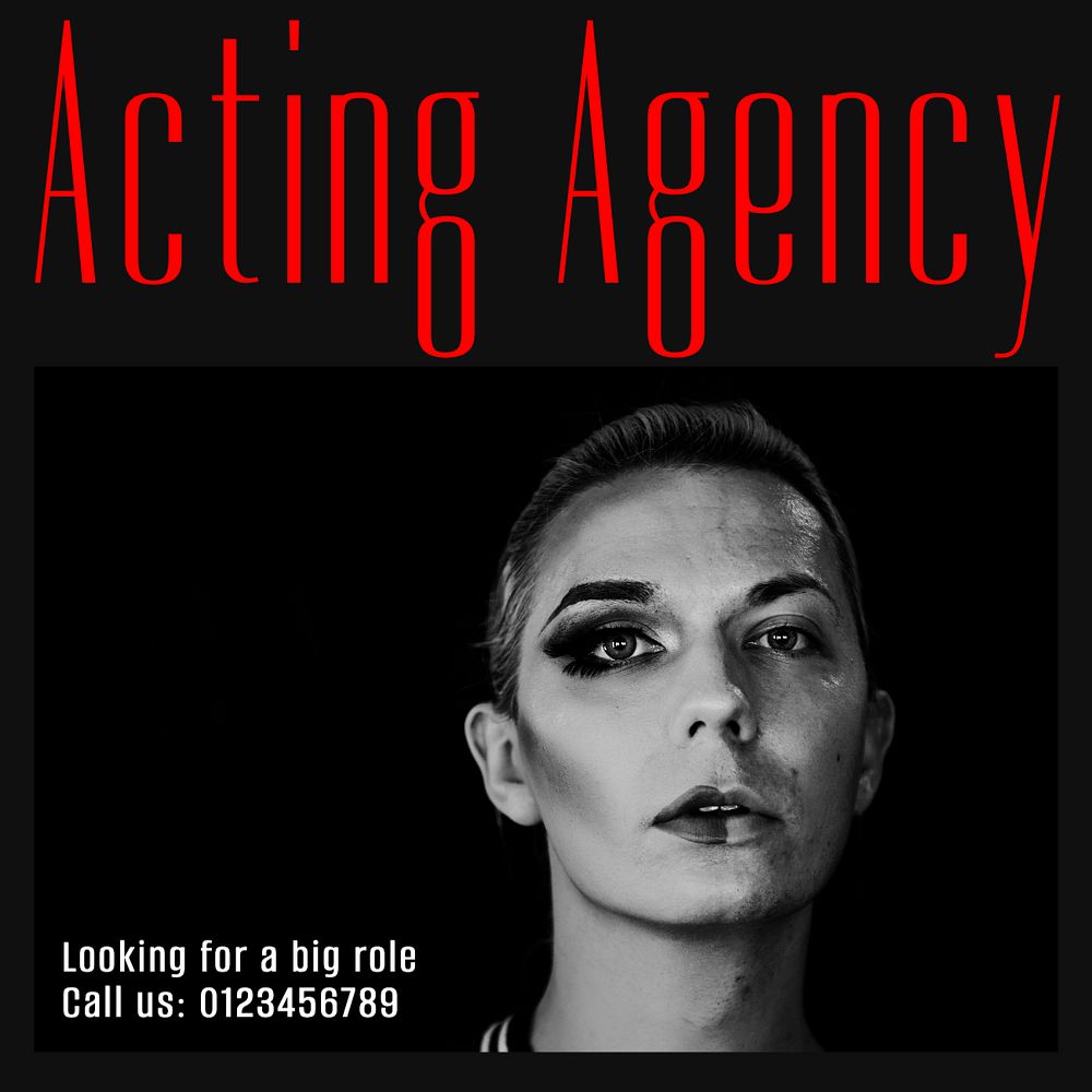 Acting agency Instagram post template, editable text