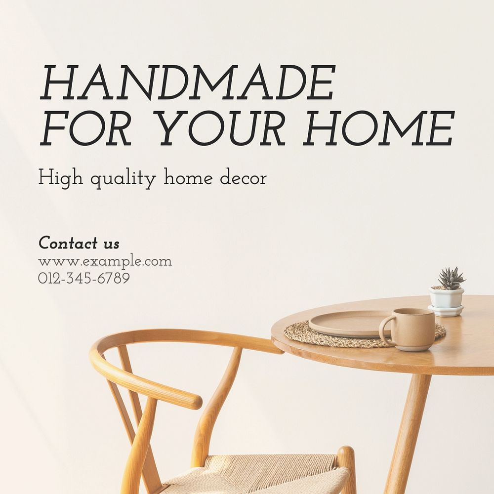 Handmade for your home Instagram post template, editable text