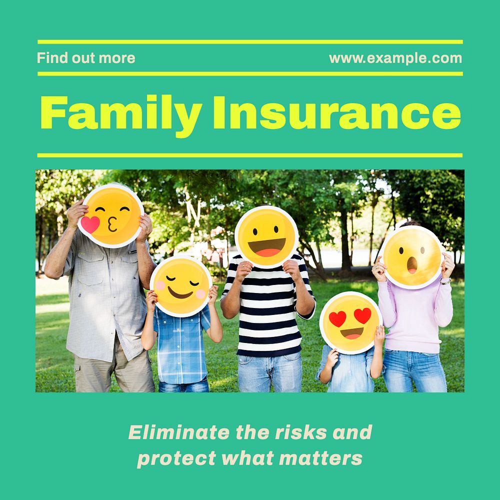 Family insurance Instagram post template, editable text